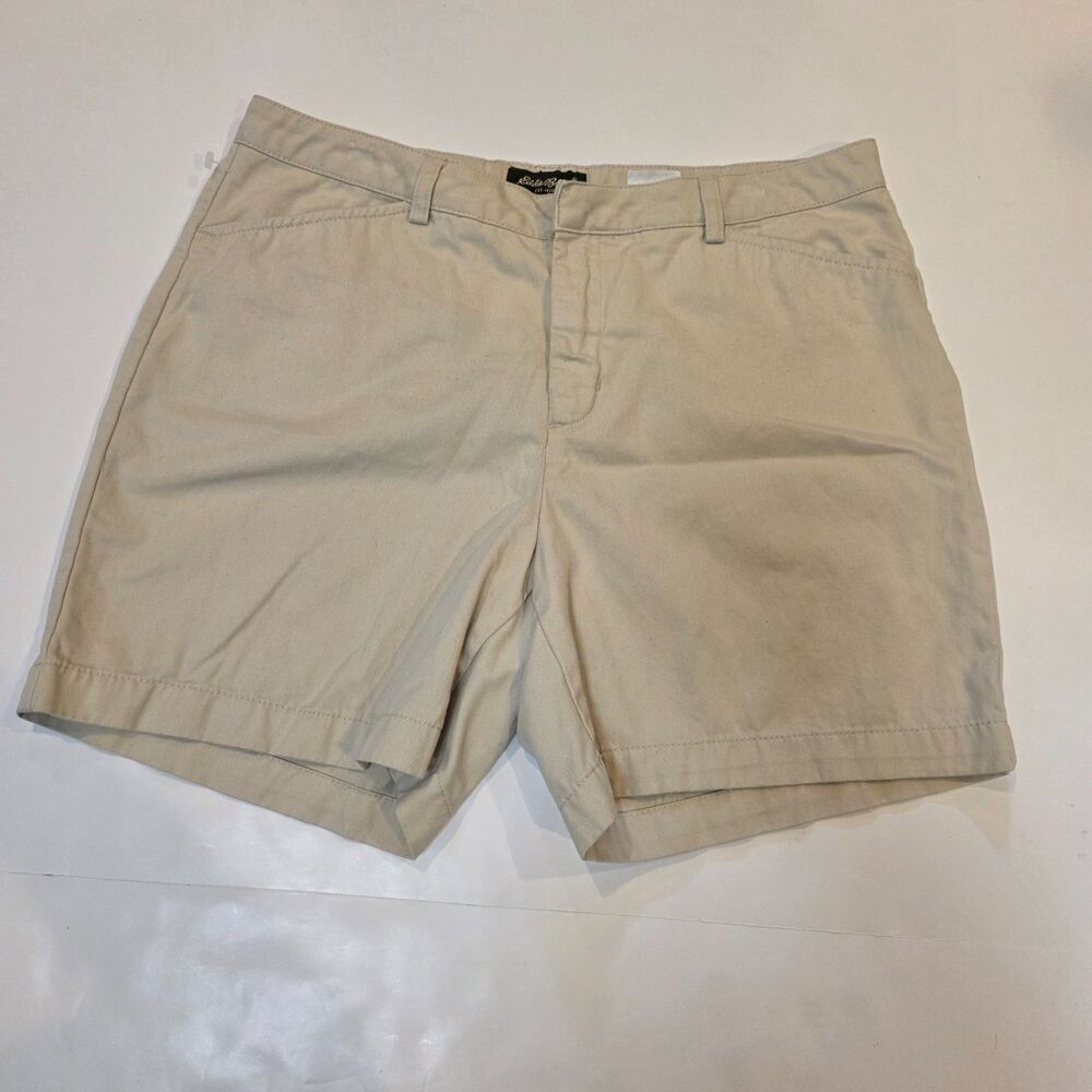 Eddie Bauer Size 10 Khaki Chino Shorts 5" Inseam Cotton Preppy Coastal Travel